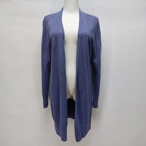 Eileen Fisher Cardigan Women's S Blue Linen Cotton Blend Open Front Poetcore